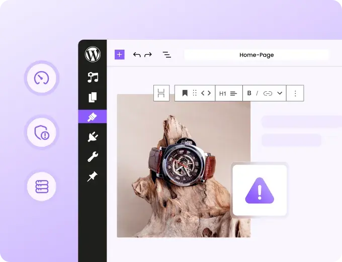 WordPress Dashboard interface mockup